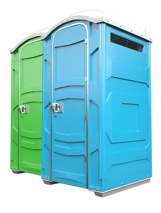 Clean portable toilets ready for delivery in Muncie
